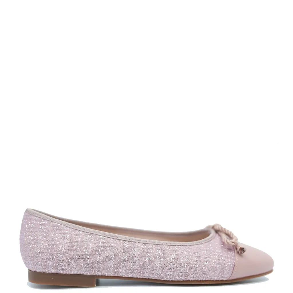 Spain+Co Pink Tweed Captoe Ballet Flat