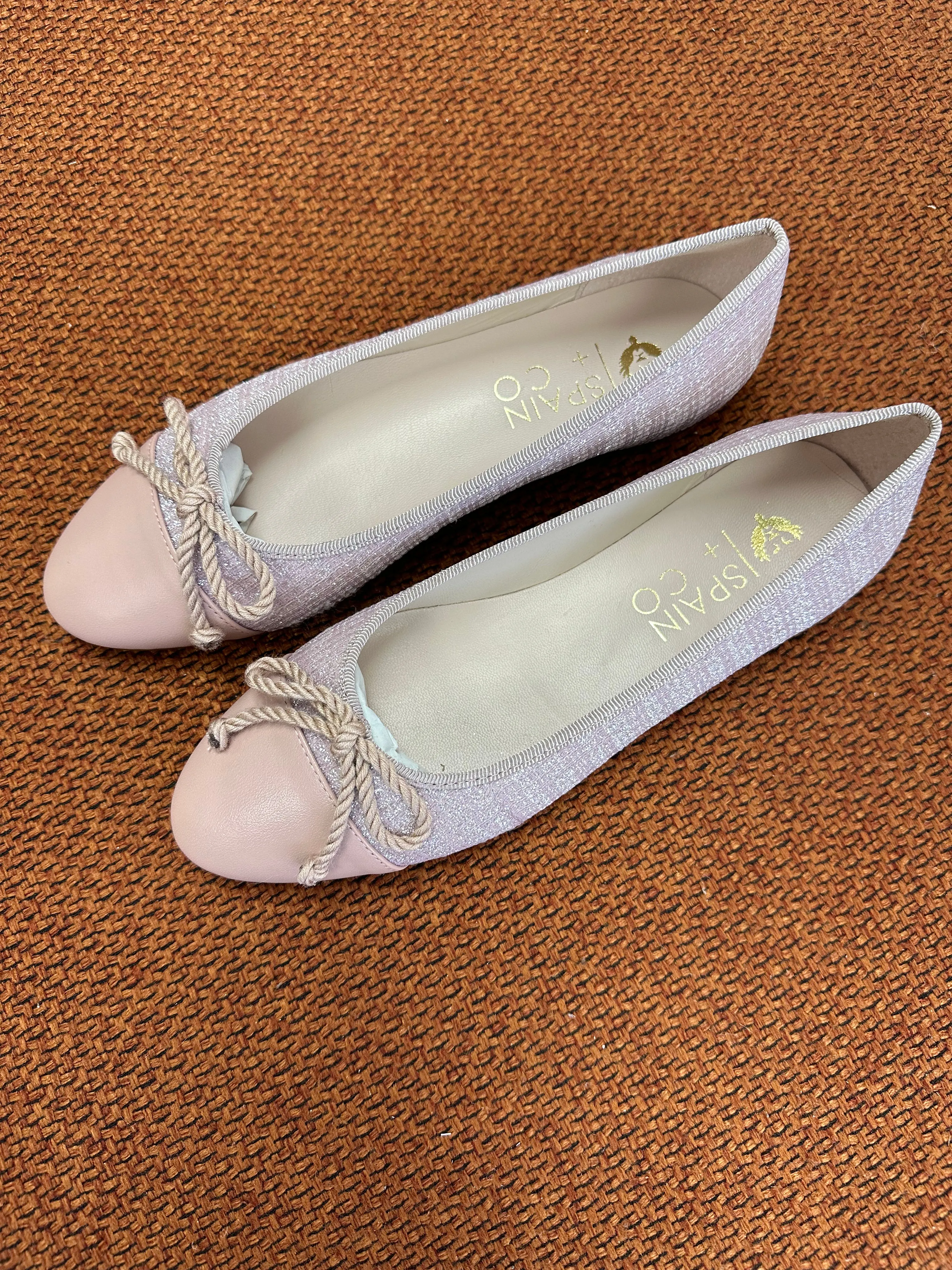 Spain+Co Pink Tweed Captoe Ballet Flat