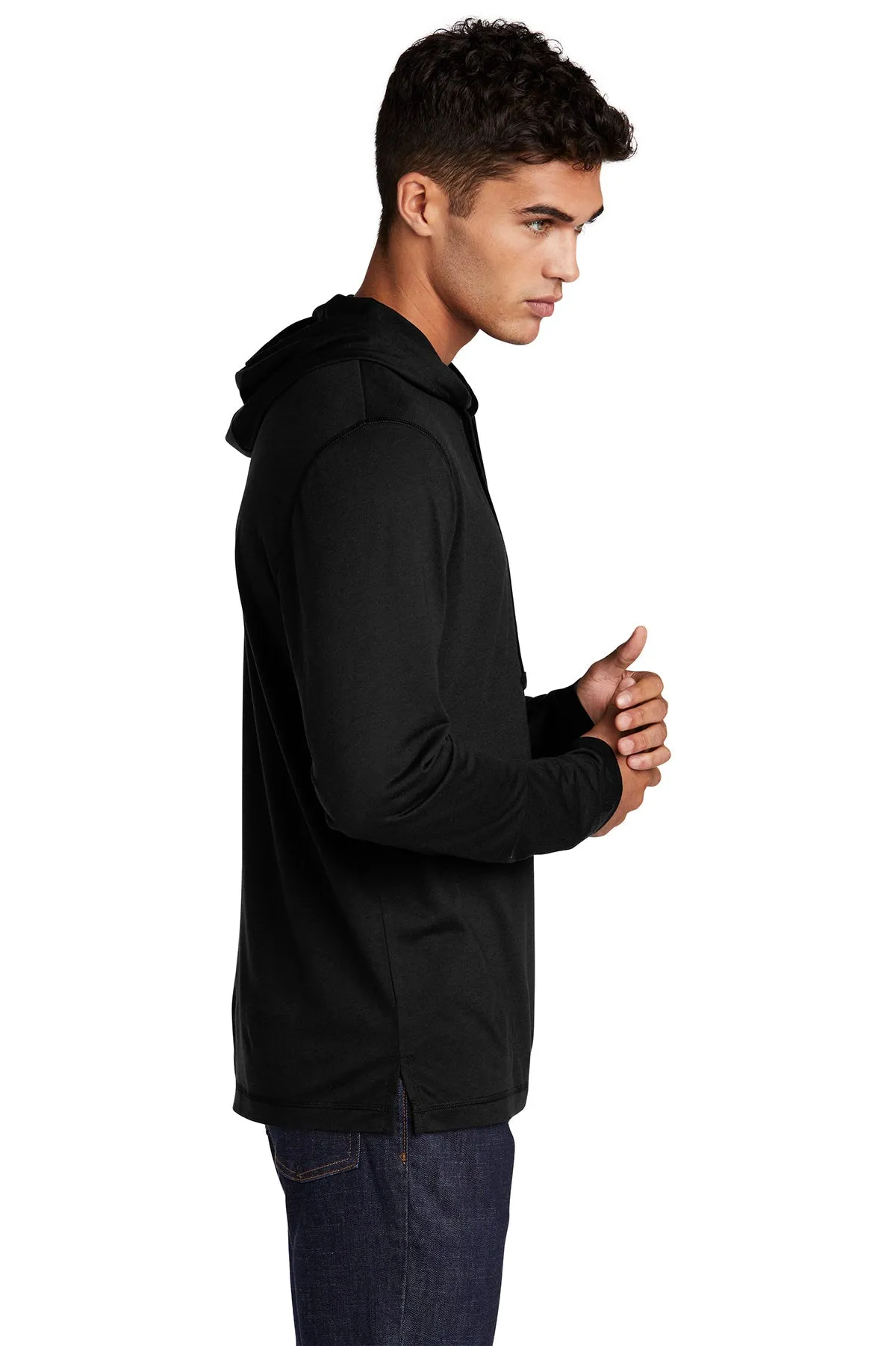 Sport-Tek PosiCharge Tri-Blend Wicking Branded Long Sleeve Hoodies, Black Triad Solid