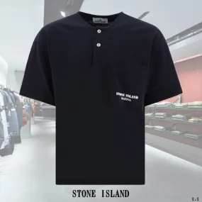 STONE ISLAND  |Unisex Henry Neck Street Style Plain Cotton Short Sleeves