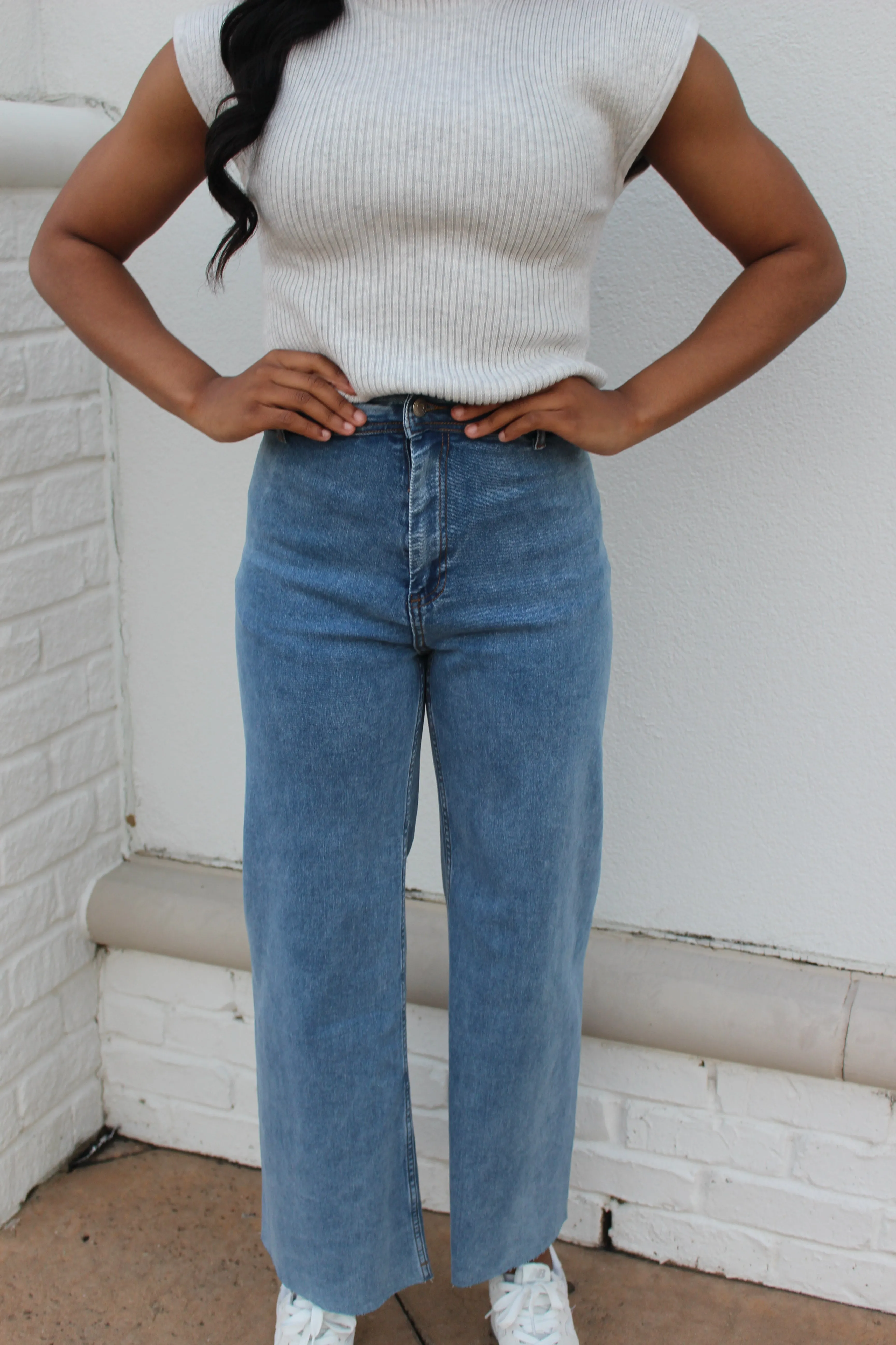 Straight Leg Denim Pants