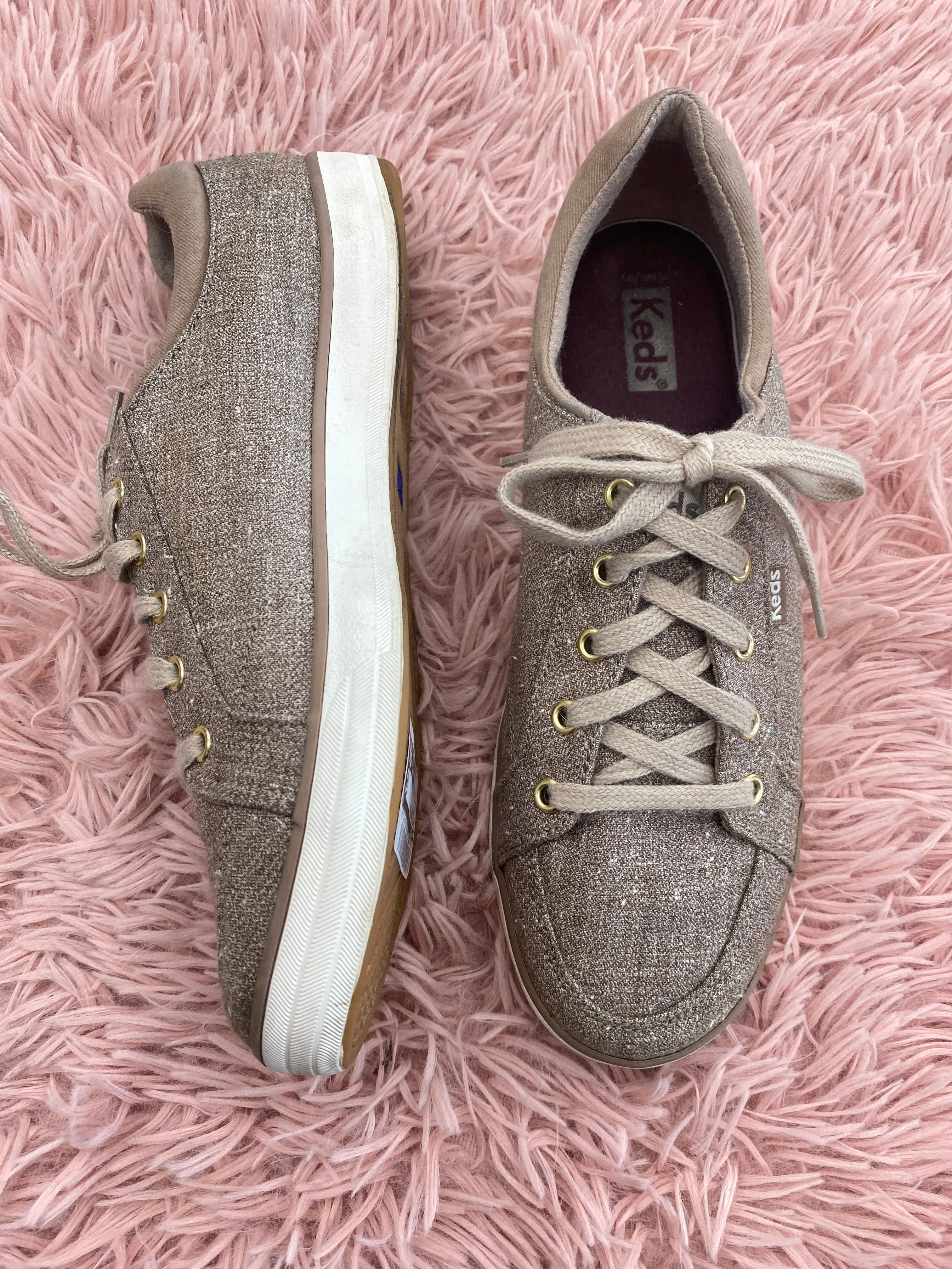 Taupe Shoes Sneakers Keds, Size 8