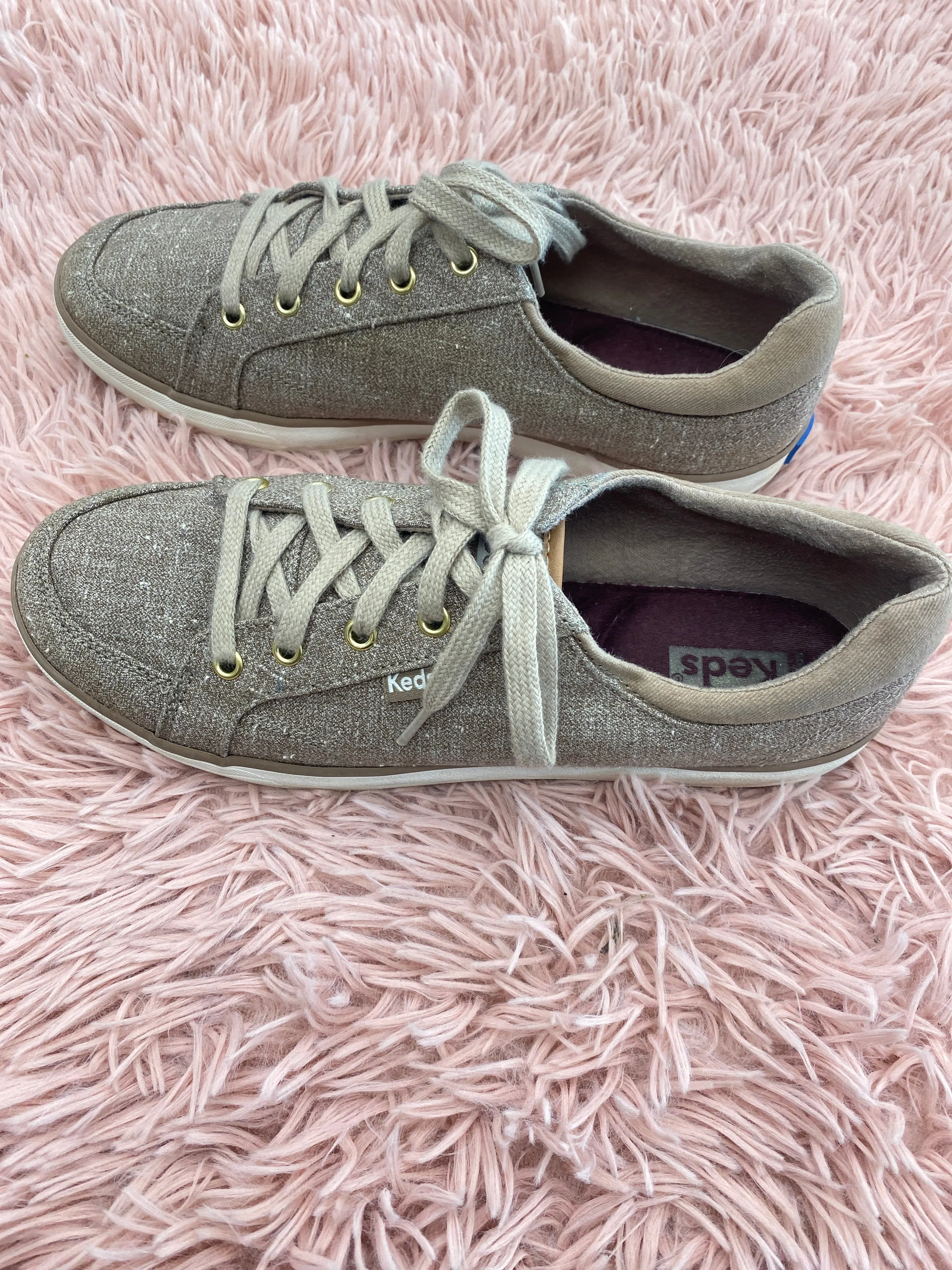 Taupe Shoes Sneakers Keds, Size 8