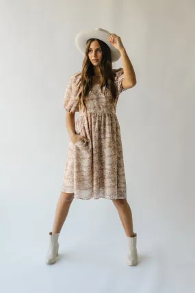 The Laredo Square Neck Floral Dress in Tan Multi