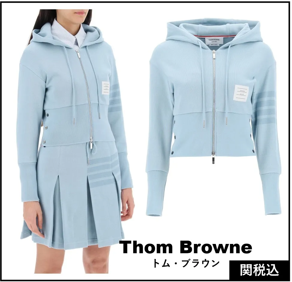 THOM BROWNE  |Rib Street Style Long Sleeves Plain Cotton Logo Loungewear