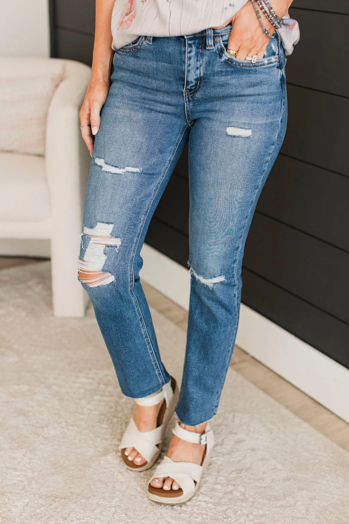 Vervet Slim Straight Jeans- Freida Wash