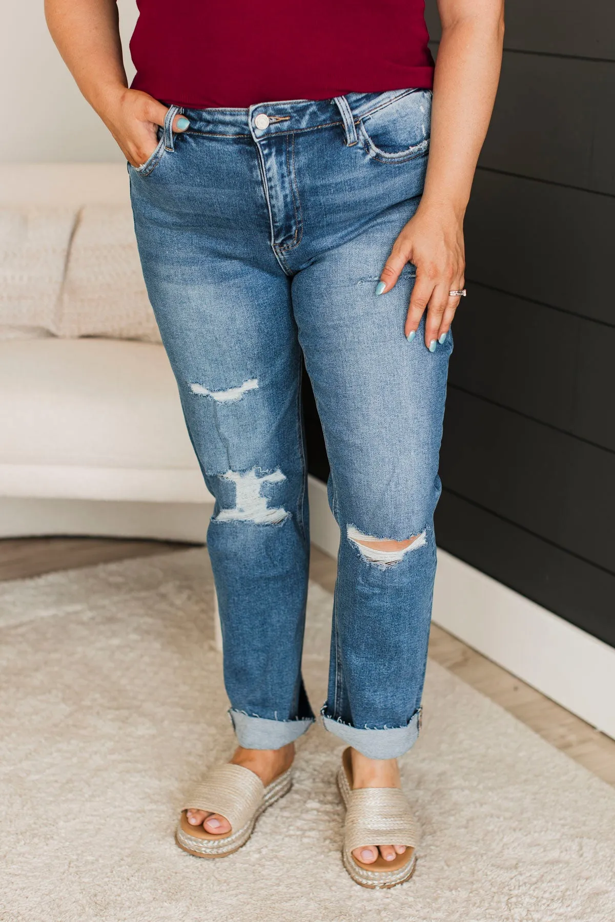 Vervet Slim Straight Jeans- Freida Wash