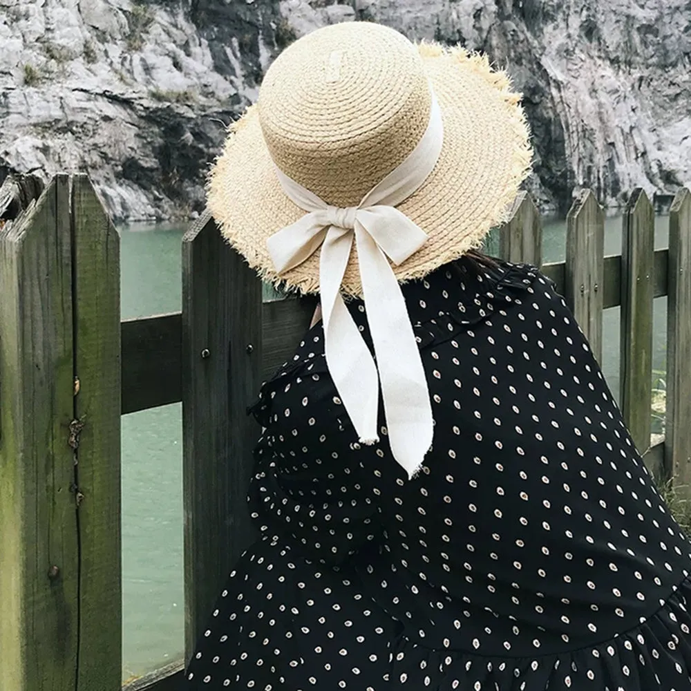 Vintage-Style Summer Boater Lolita Bow Hat