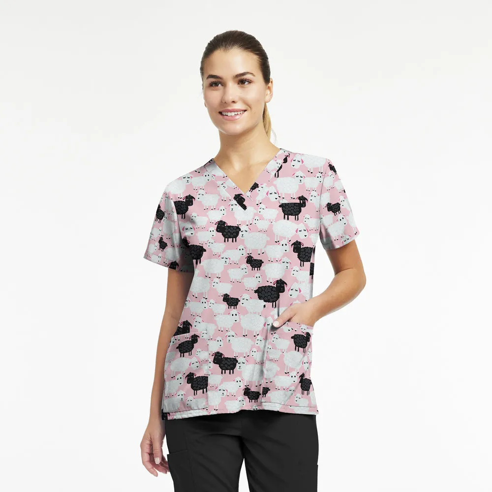 White Cross 3-POCKET V-NECK SCRUB TOP-618BBBS