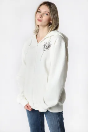 White Enygma Women's Zip Hoodie