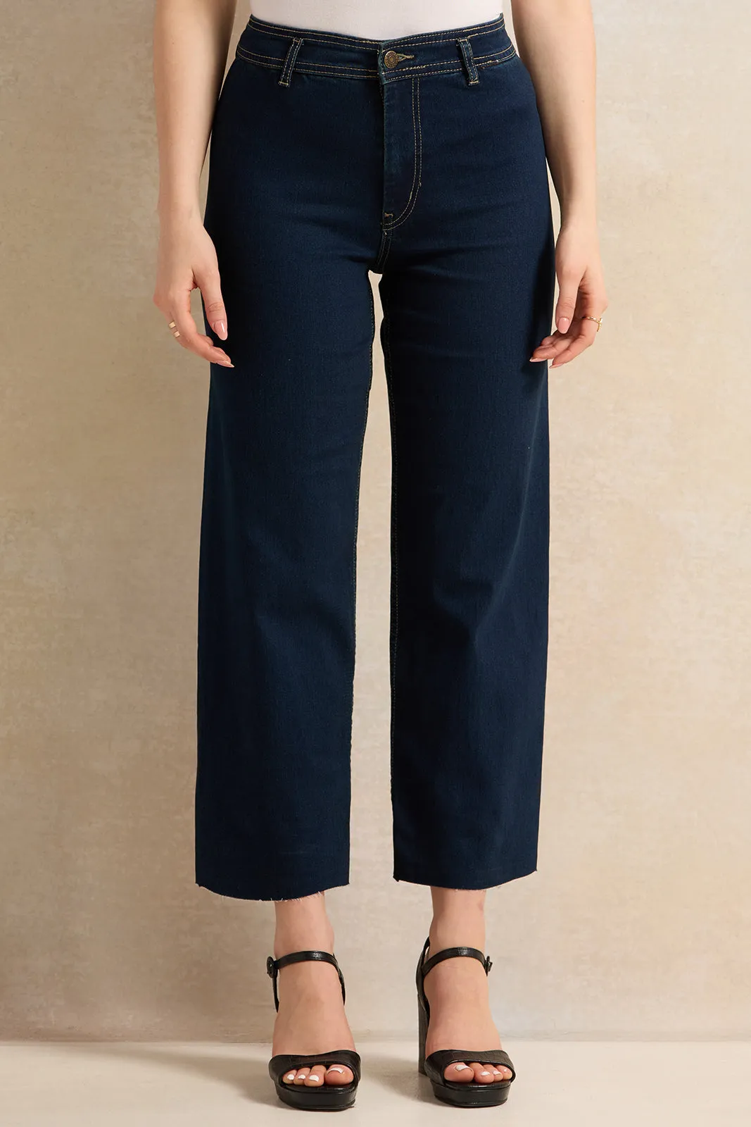 Women Navy Marine Straight Jeans