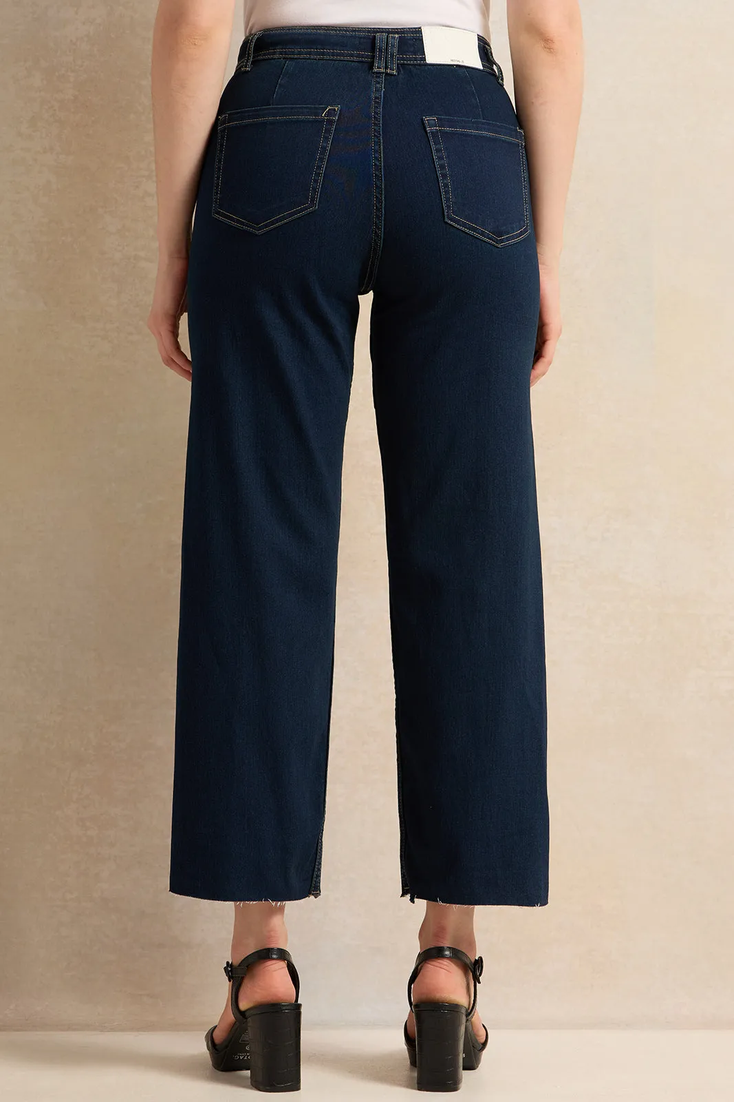 Women Navy Marine Straight Jeans