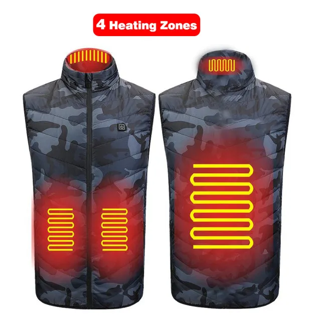 Xituodai New USB Electric Heated Vest Winter Smart Heating Jackets Men Women Thermal Heat Clothing Plus size Hunting Coat P8101C