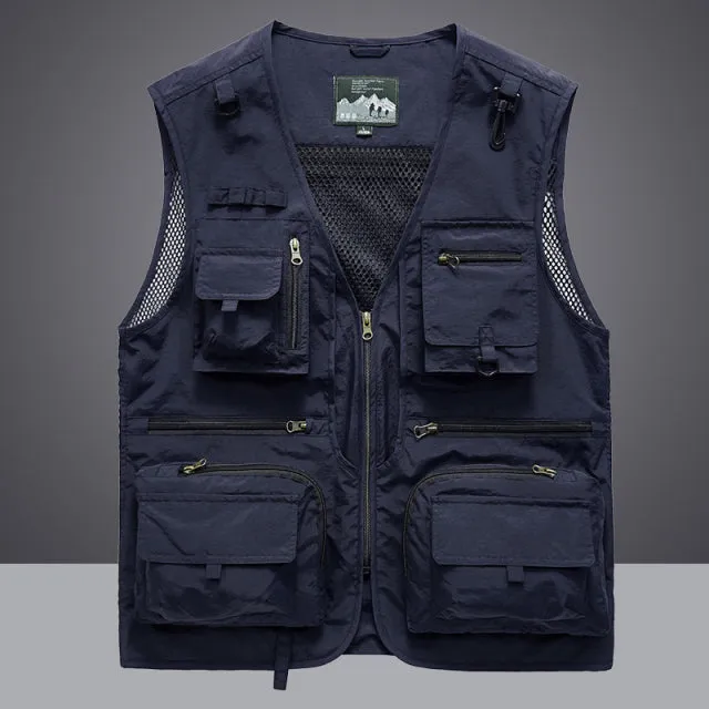 Xituodai Summer Men Unloading Tactical Vest Coat Casual Men's Photographer Waistcoat Mesh Work Sleeveless Jacket Tools Pocket Ve