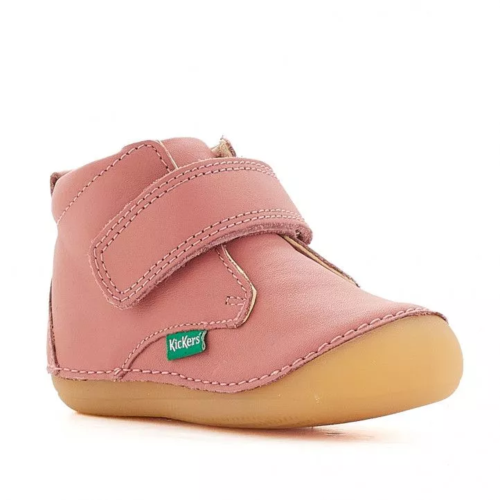 Zapatos abotinados Kickers en color rosa con cierre de velcro