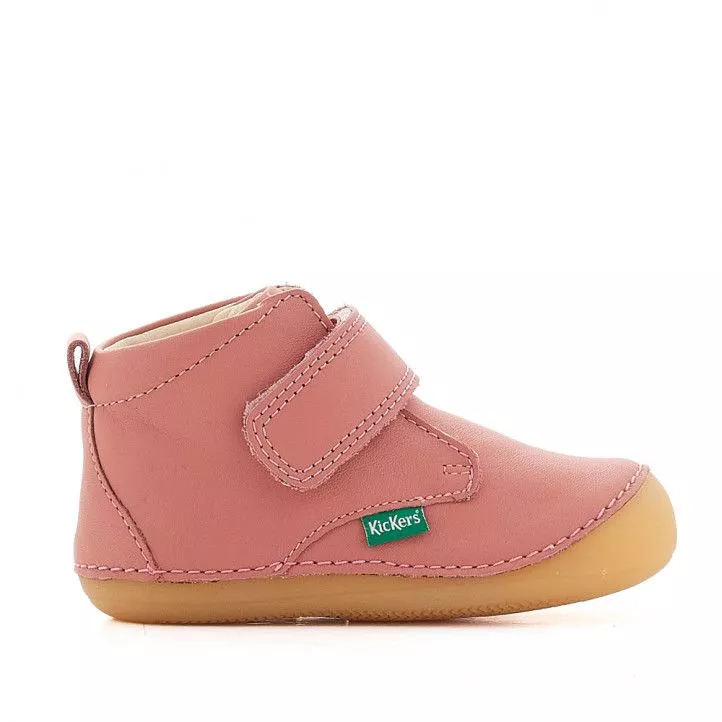 Zapatos abotinados Kickers en color rosa con cierre de velcro