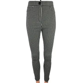 Zara Black White Checkered Plaid Hi Rise Skinny Leg Trousers Leggings Pants Sz S